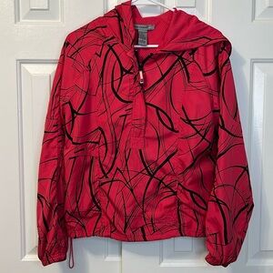 Oleg‎ Cassini Sport 1/4 Zip Pullover Windbreaker Pink Black Size Small